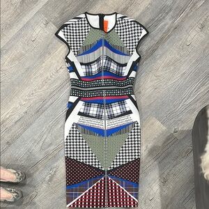 Multicolor Geometric Pattern Dress
